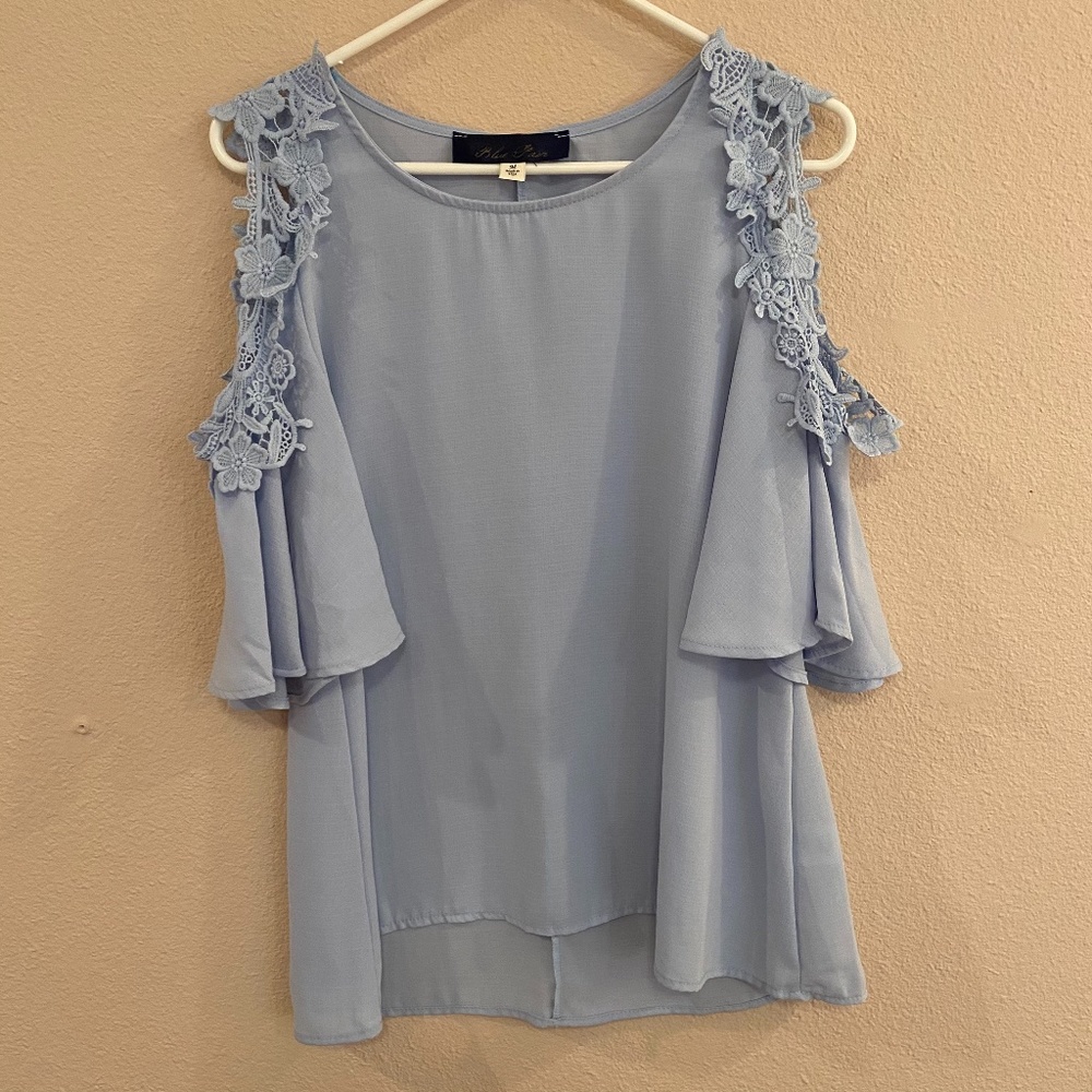 Blue Rain Open Shoulder Blouse
